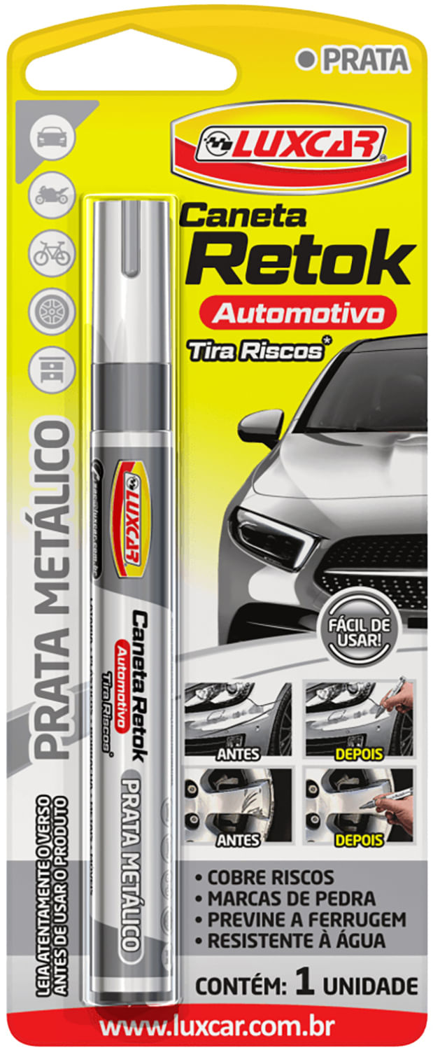 CANETA TIRA RISCOS RETOK AUTOMOTIVO PRATA METALICO | COD FABR 5092