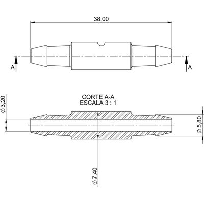 CONECT I MANGUE P/BRISA 3,20/5,80 MM COMP 38,00 MM | COD FABR CN021P 00433.01 CONECT I MANGUE P/BRISA 3,20/5,80 MM COMP 38,00 MM | COD FABR CN021P 00433.01