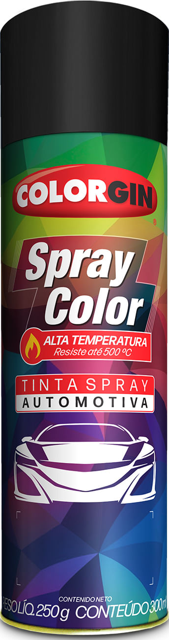 COLORGIN SPRAY AUTOMOTIVO PRETO ALTA TEMPERATURA 300ML | COD FABR 50.00.05950-243
